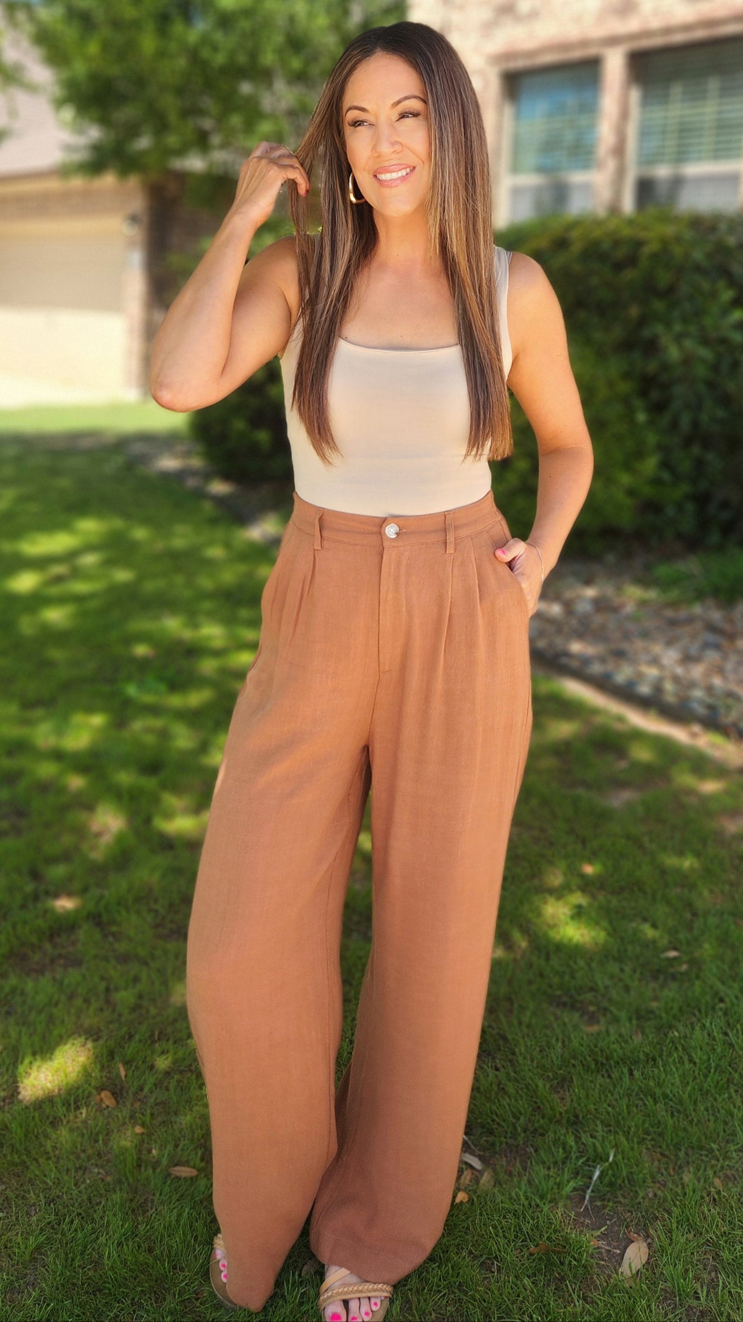 Strut Your Stuff Linen Pants-Bran