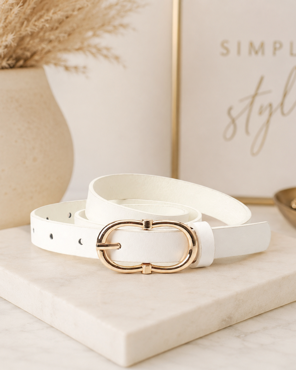 Double Ring Belt-Ivory