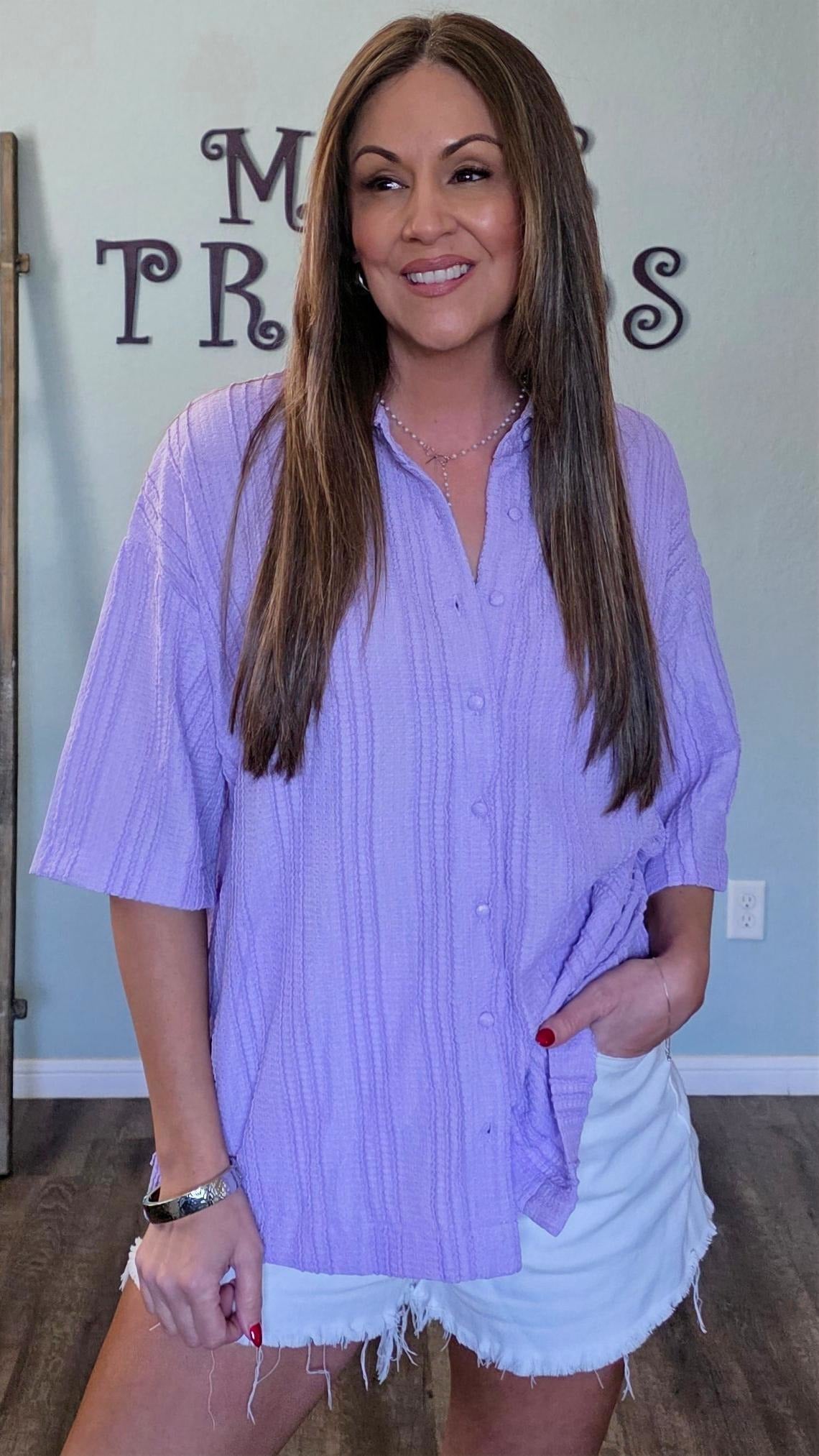 Lavender Textured Button Down Shirt