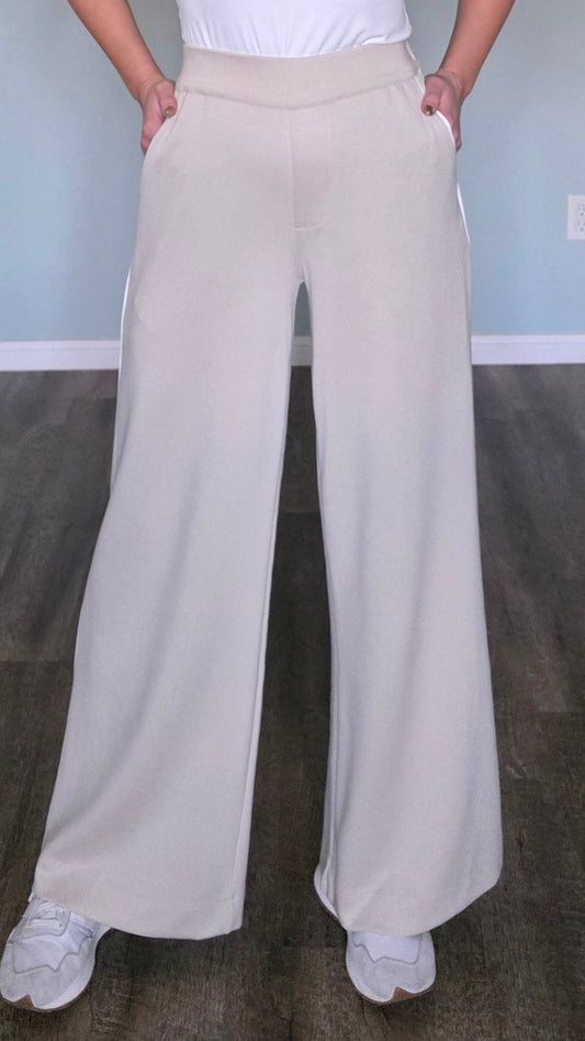 Chic Comfort Wide-Leg Pants-Oatmeal