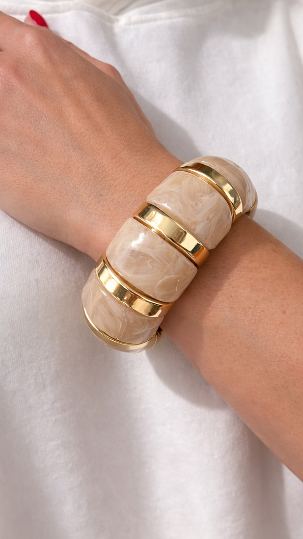 Golden Marble Stretch Bracelet