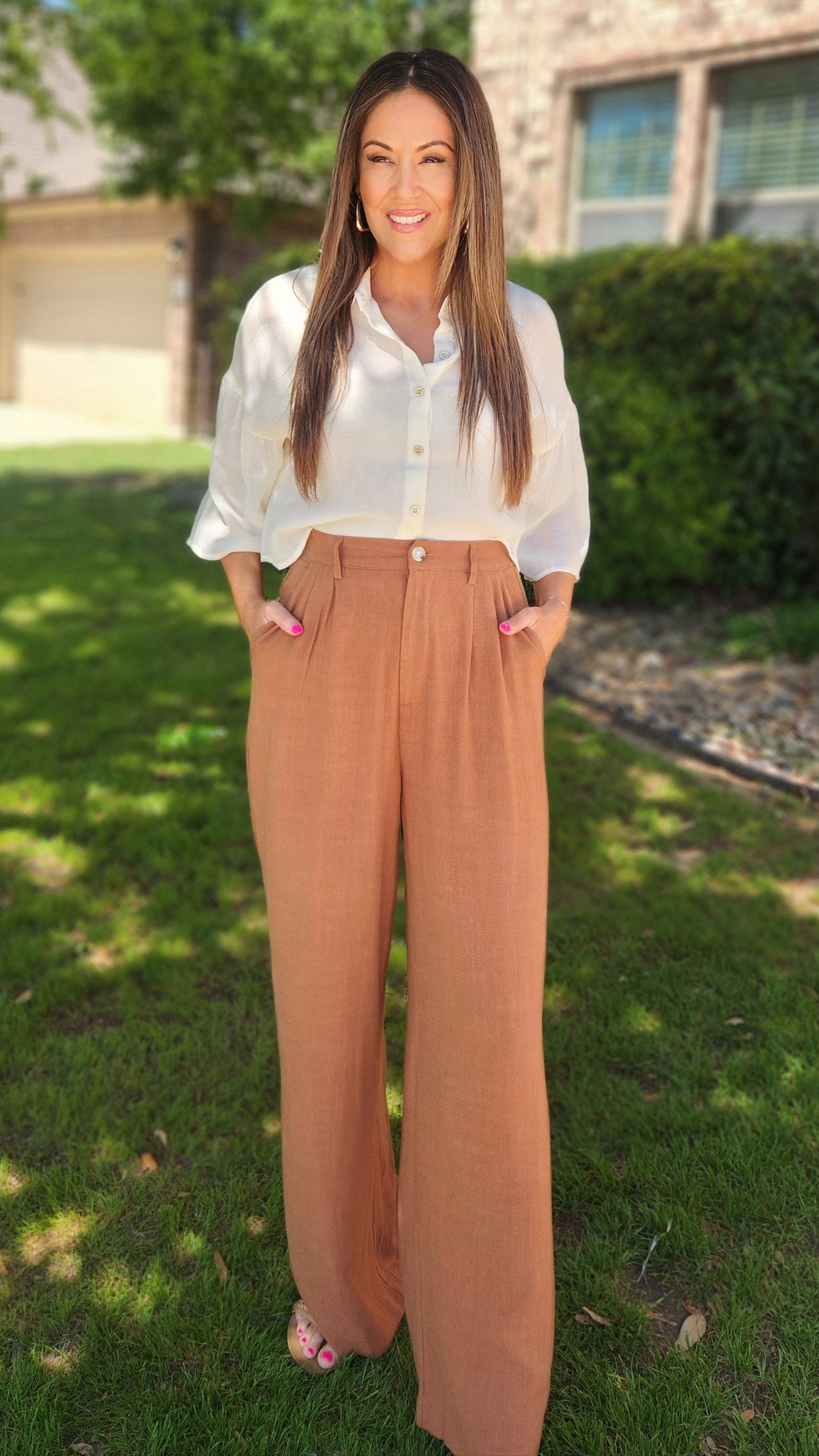 Strut Your Stuff Linen Pants-Bran