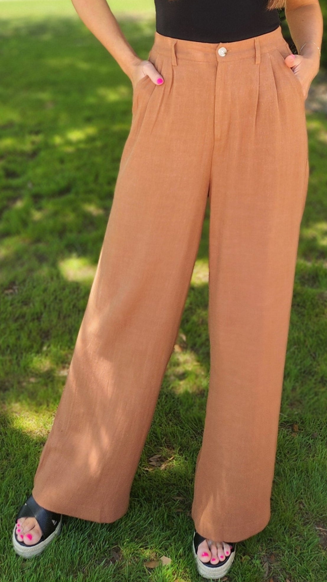 Strut Your Stuff Linen Pants-Bran